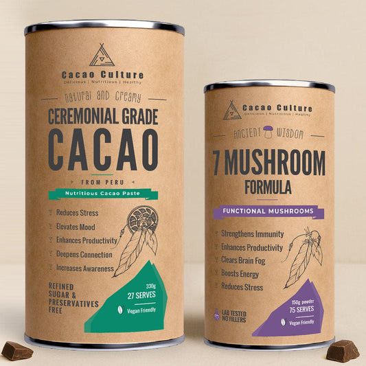 PERFECT DUO - Peruvian Ceremonial Cacao & 7 Mushroom Formula